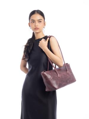 Pull-Up Leather Large Boat Shopper Wine