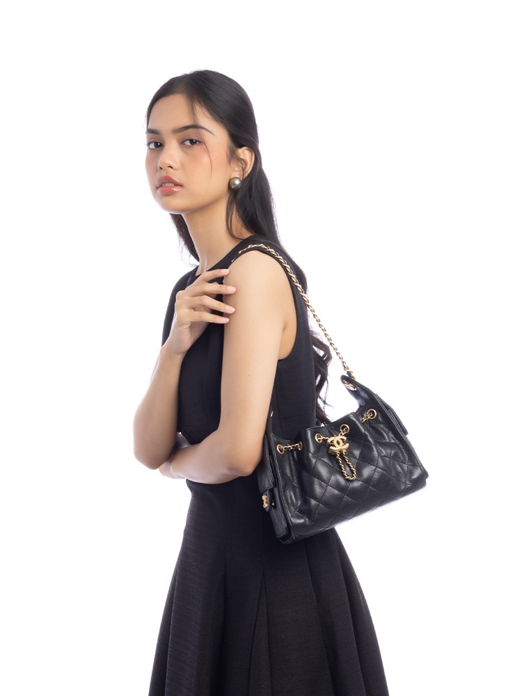 Caviar Chanel 25 Mini Handbag Black