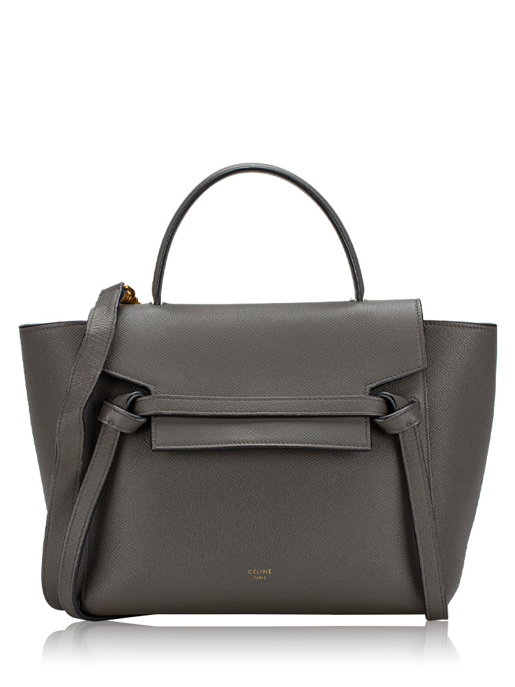 Grained Calfskin Micro Belt Bag Grey