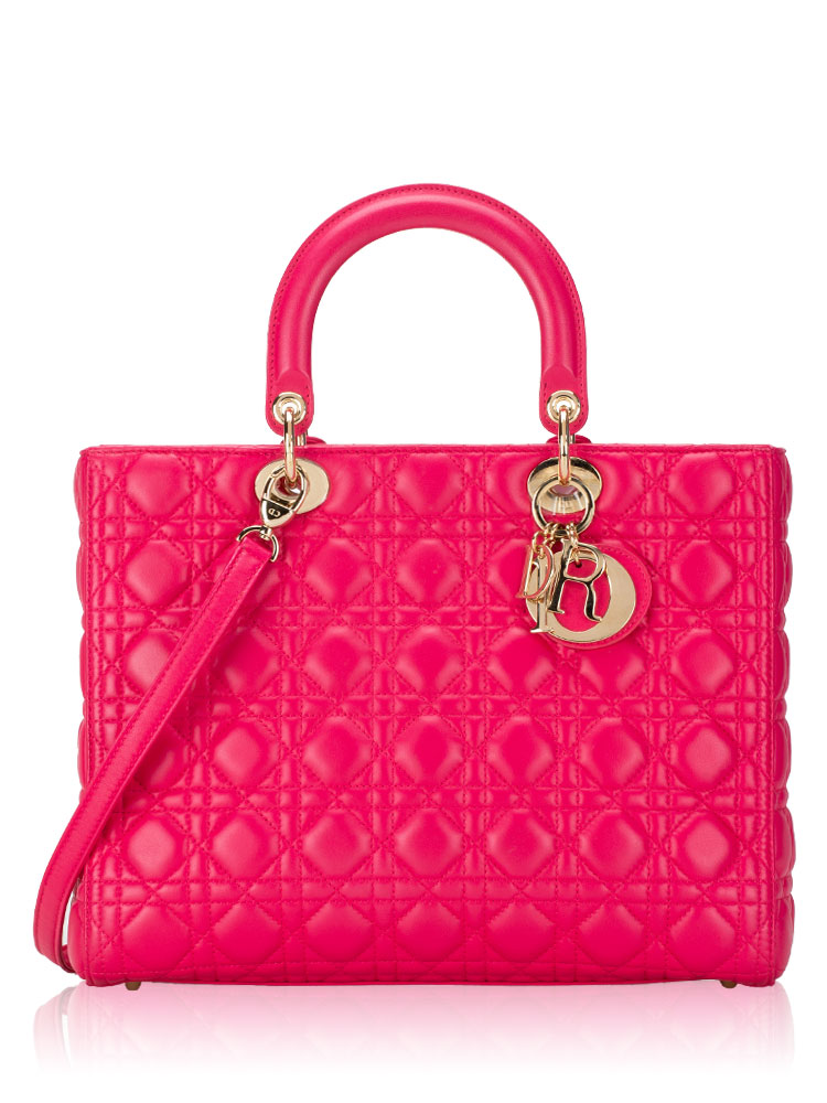 Lambskin Large Lady Dior Fuchsia