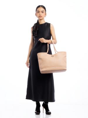 Taylor Leather Tote Beige