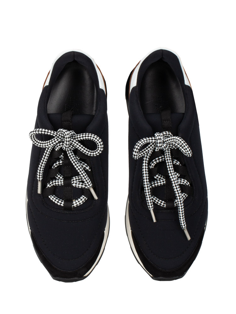 Leather Neoprene Miles Sneakers Black Sz 38