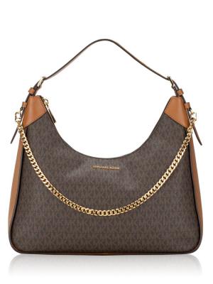 Signature Wilma Large Chain Shoulder Bag Brown