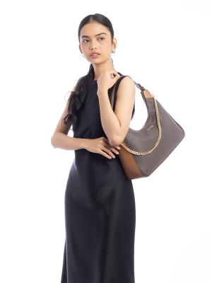 Signature Wilma Large Chain Shoulder Bag Brown