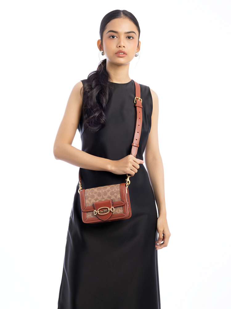 C8469 Signature Canvas Hero Crossbody Tan Rust