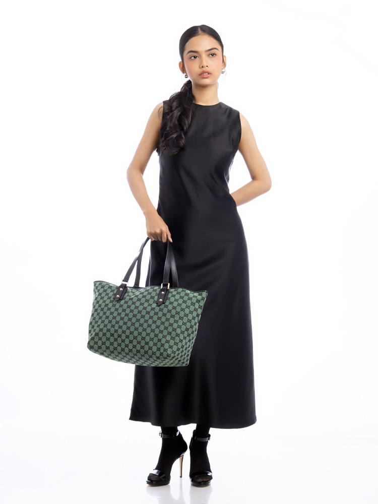 GG Canvas Jolicoeur Large Tote Green Black