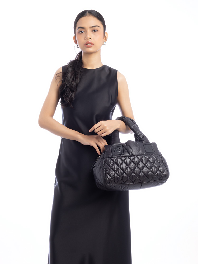 Nylon Quilted Coco Cocoon Bowler Black