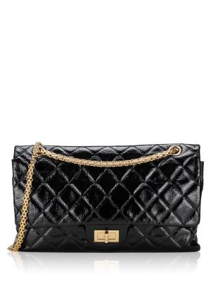 Distressed Patent 2.55 Reissue 227 Flap Bag Black