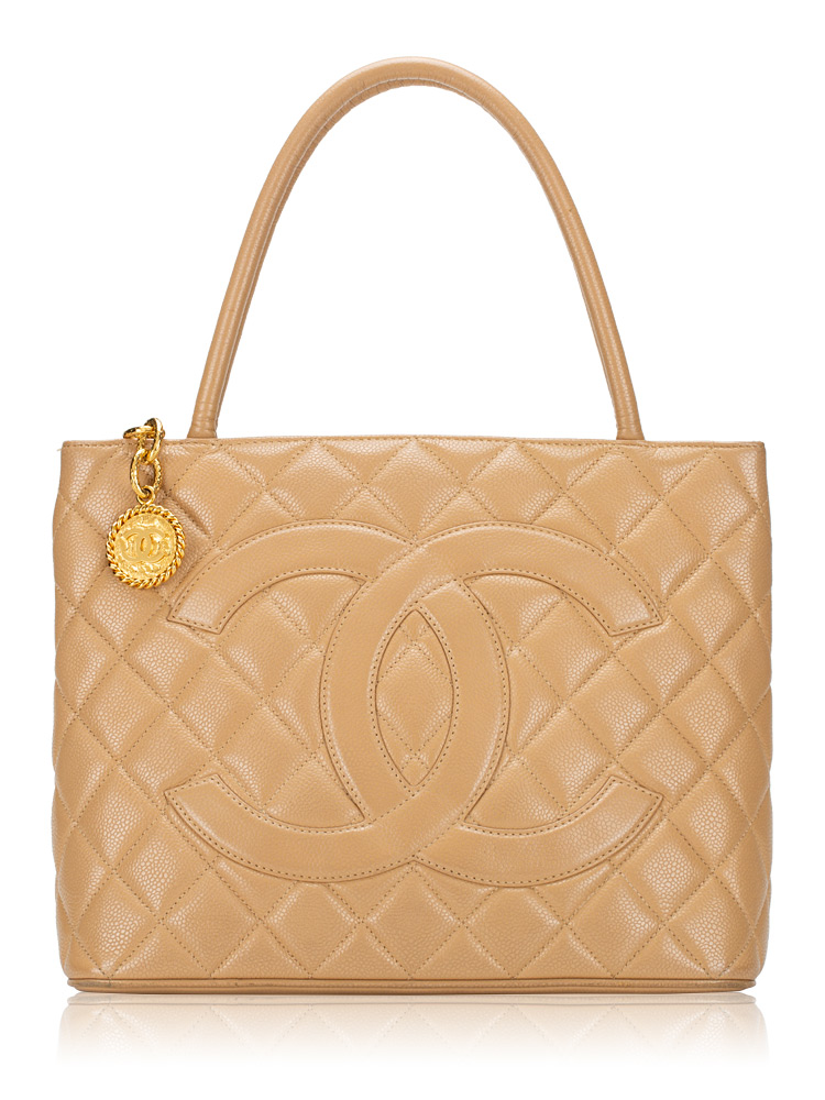 Caviar Medallion Tote Beige