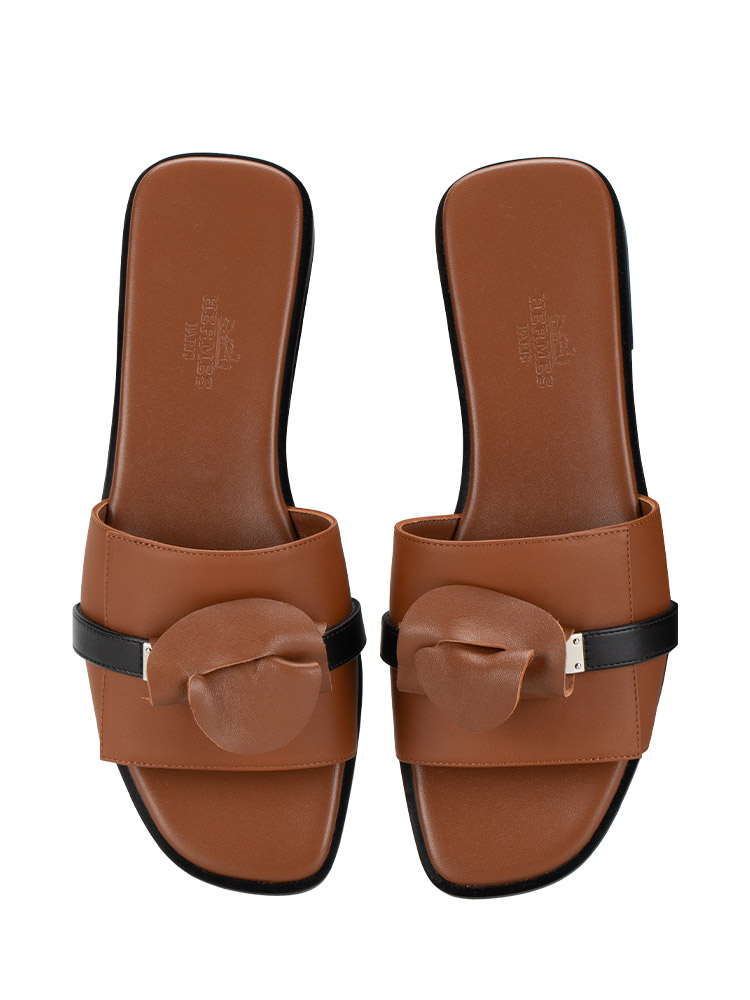 Calfskin Giulia Sandals Gold Noir Sz 35.5