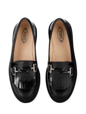 Patent Double T Fringed Mocassins Nero Sz 35.5