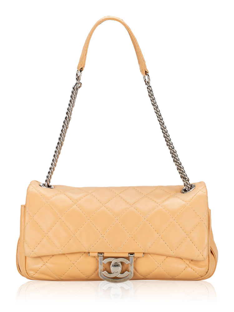 Lambskin Icons Secret Label Medium Flap Bag Beige