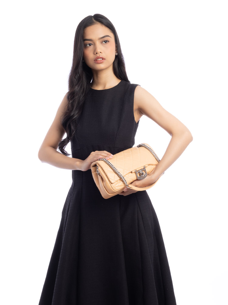 Lambskin Icons Secret Label Medium Flap Bag Beige