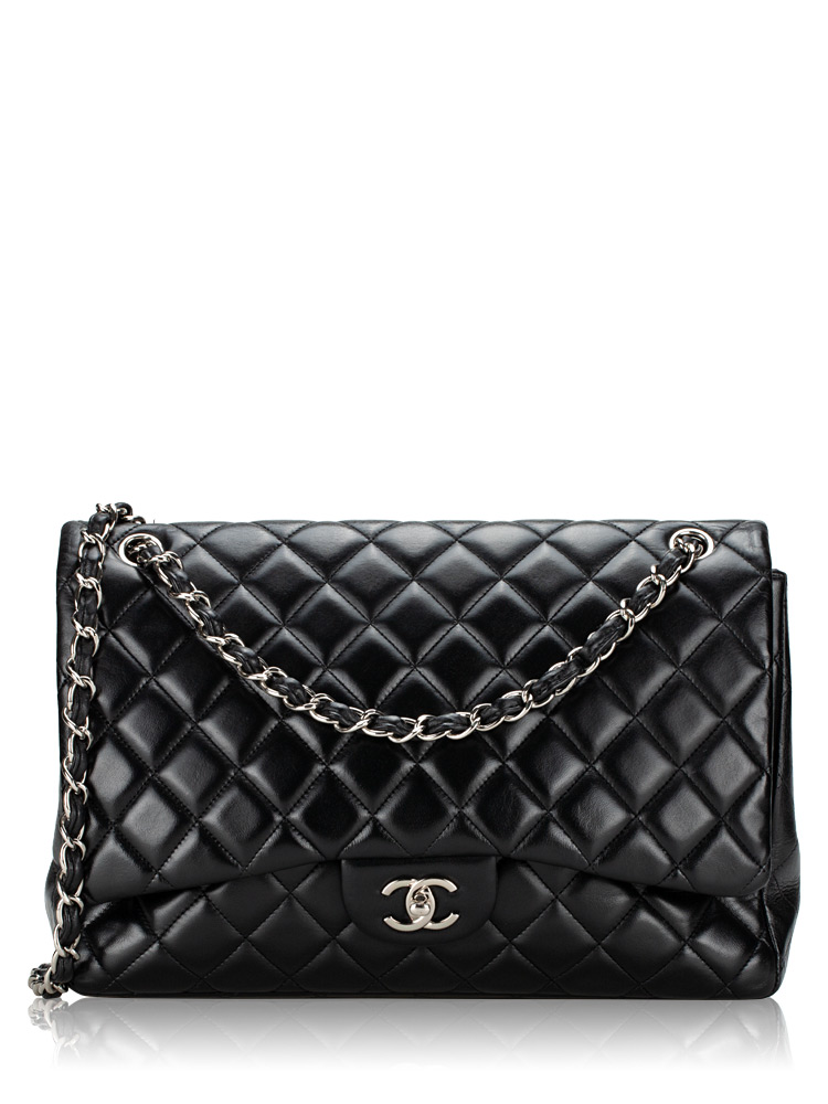 Lambskin Classic Maxi Single Flap Bag Black