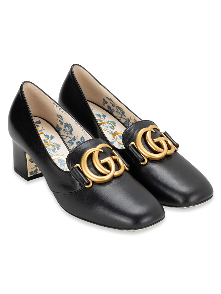 Calfskin GG Victoire 50mm Loafer Pumps Black Sz 37.5