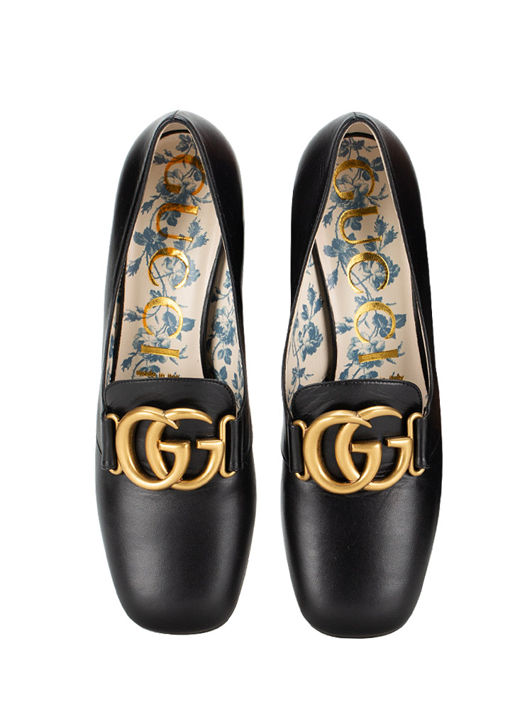 Calfskin GG Victoire 50mm Loafer Pumps Black Sz 37.5