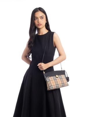 Calfskin Vintage Check Society Small Pochette Archive Beige Black