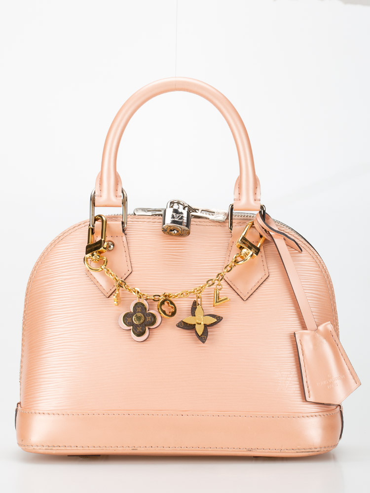 Brass Monogram Blooming Flowers Bag Charm Key Holder Rose Ballerine