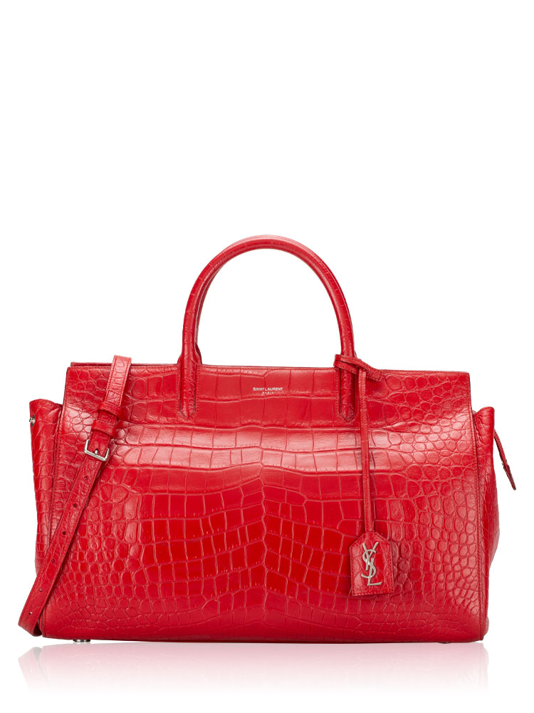 Croc Embossed Rive Gauche Medium Cabas Red