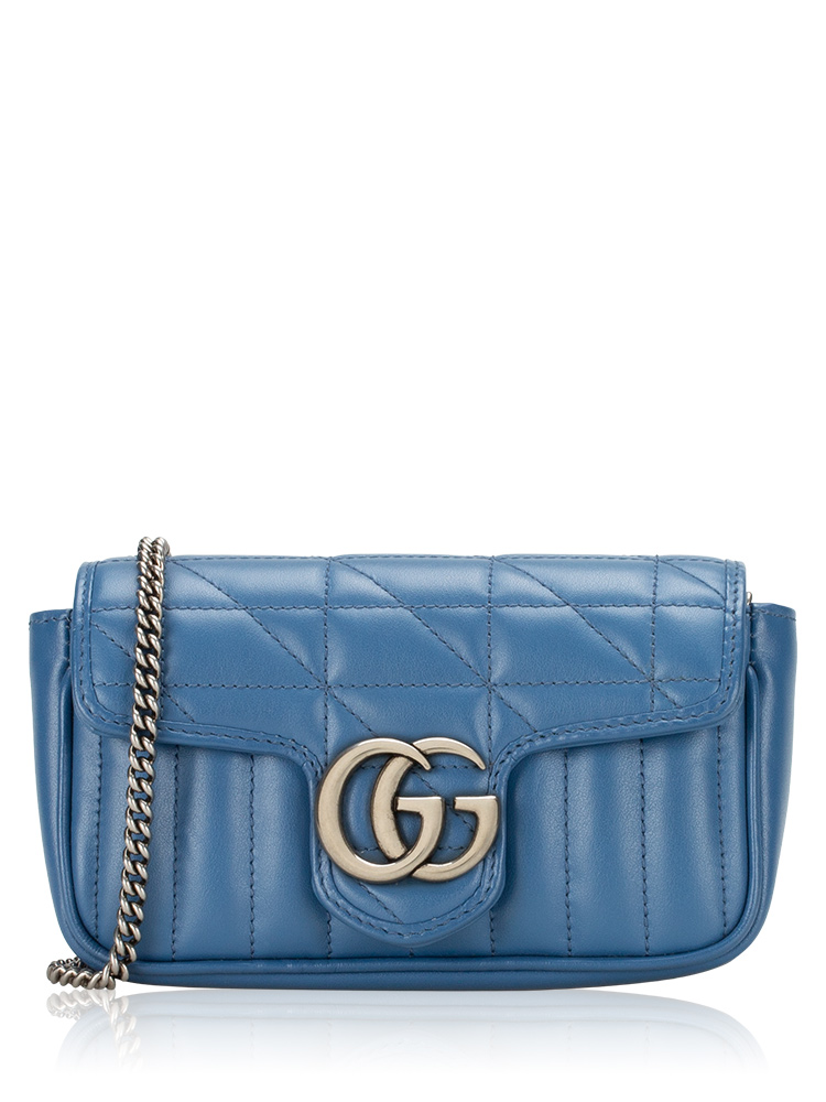 GG Marmont Matelasse Aria Super Mini Shoulder Bag Clear Blue