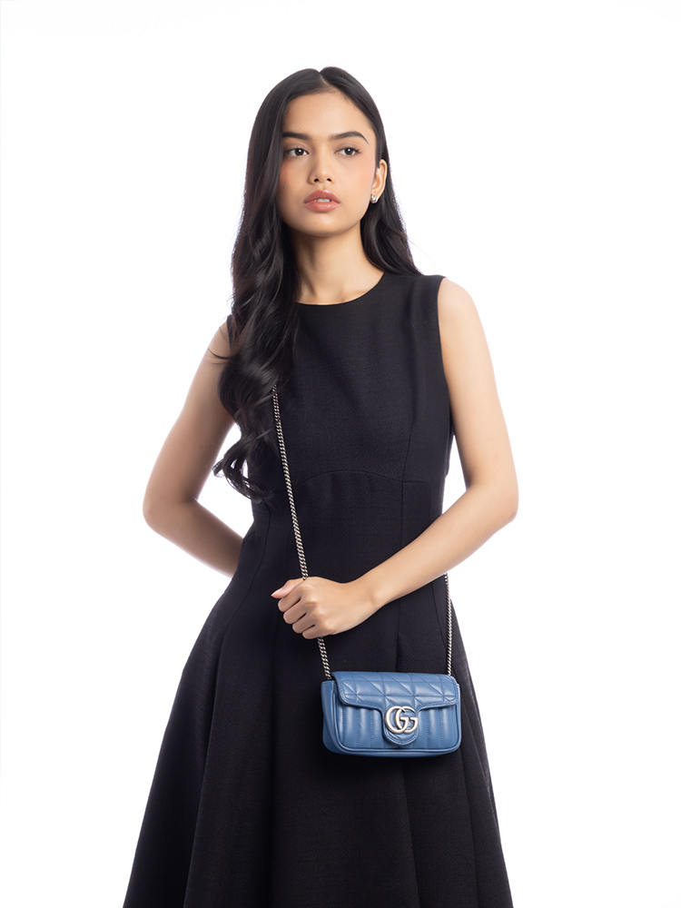 GG Marmont Matelasse Aria Super Mini Shoulder Bag Clear Blue