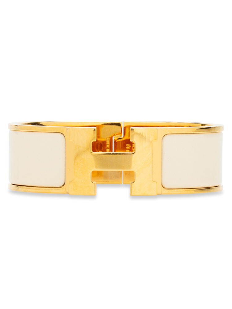 Enamel Narrow Clic Clac H Bracelet GM Creme