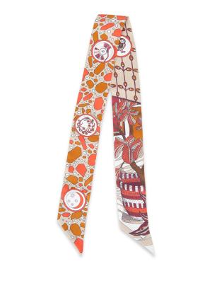 La Danse Des Amazones Silk Twilly Beige Corail Brun