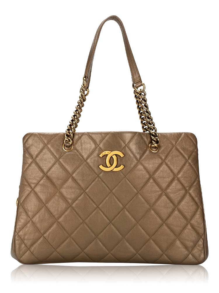 Calfskin Large CC Crown Tote Bronze