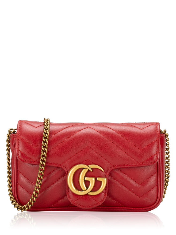 GG Marmont Matelasse Super Mini Shoulder Bag Hibiscus Red