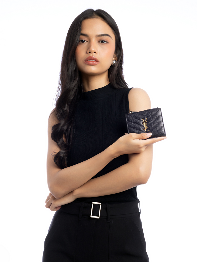 Grain De Poudre Matelasse Cassandre Bi-Fold Wallet Black