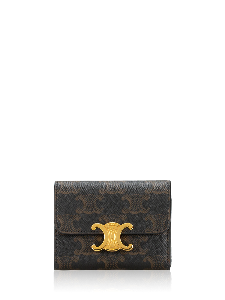 Canvas Triomphe Compact Wallet Tan