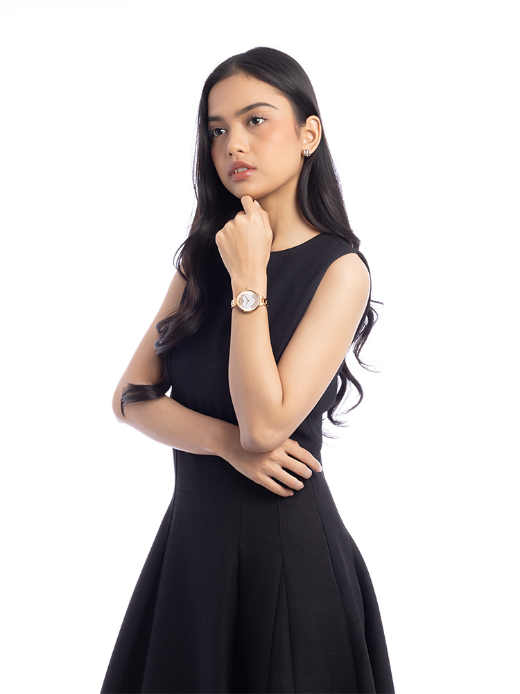 Classic Metro Heart Stainless Steel Watch Rose Gold