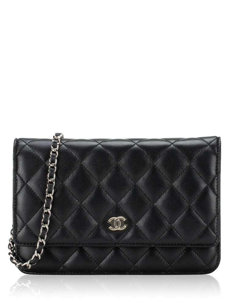 Lambskin Wallet On Chain WOC Black