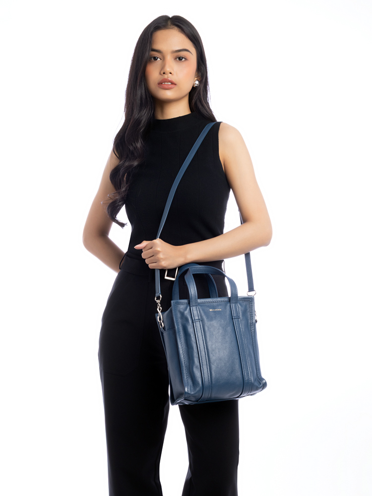 Calfskin XS Bazar Shopper Petrol Blue