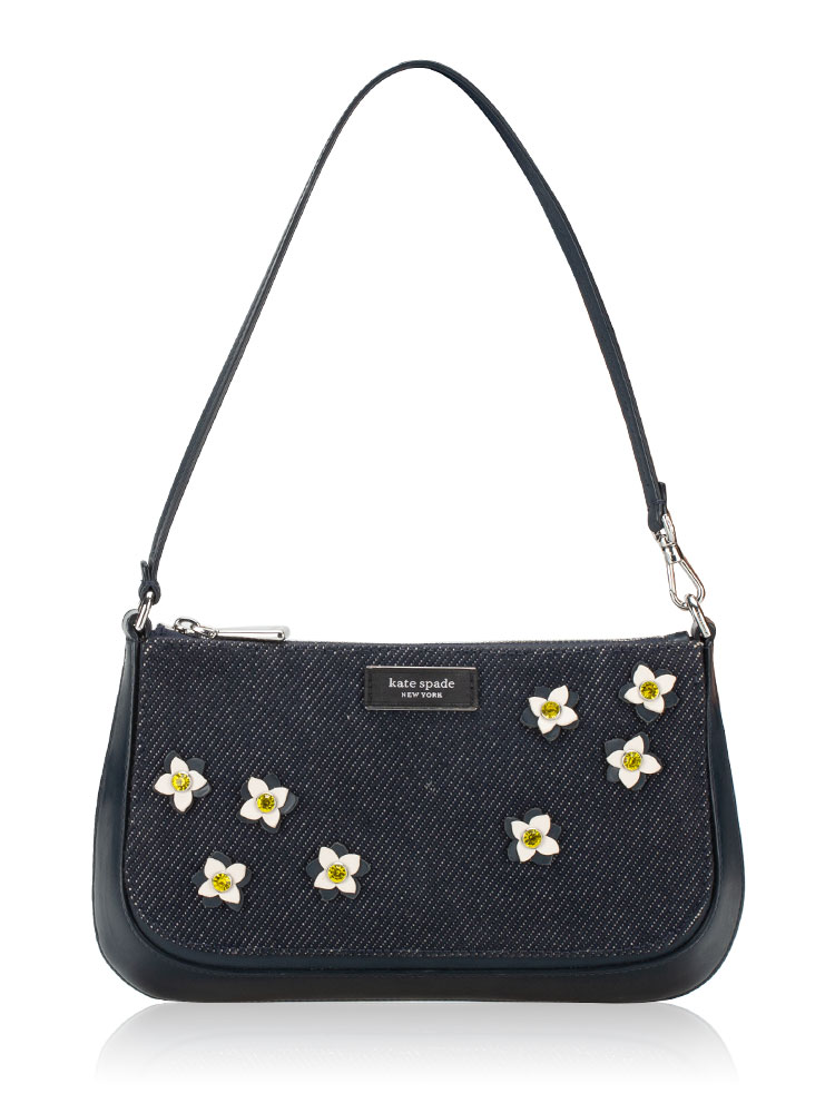 Sam Icon Floral Denim Mini Pouchette Indigo