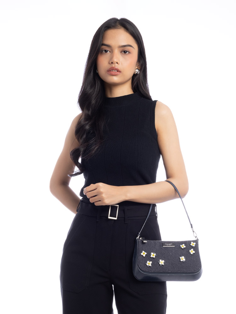 Sam Icon Floral Denim Mini Pouchette Indigo