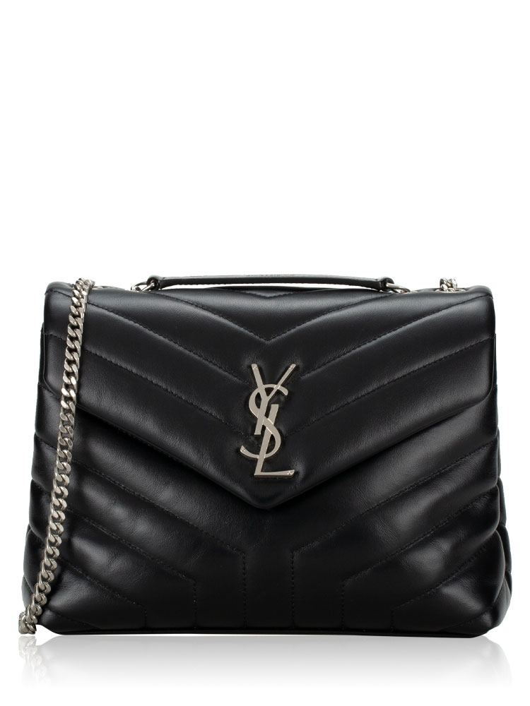 Calfskin Y Monogram Loulou Small Shoulder Bag Black