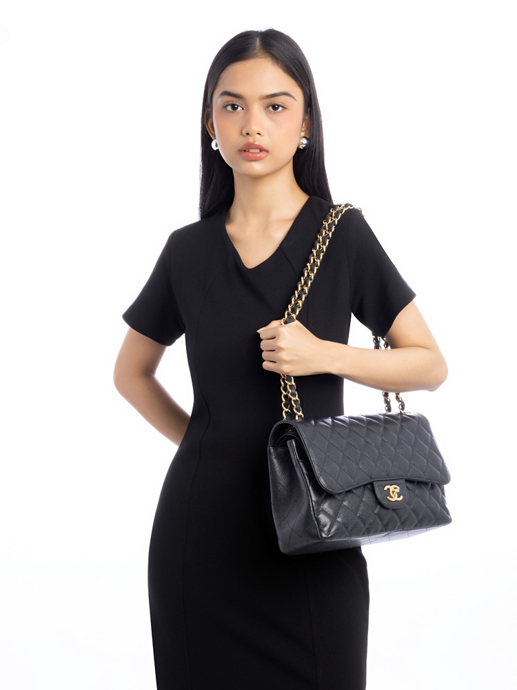 Caviar Classic Jumbo Double Flap Bag Black