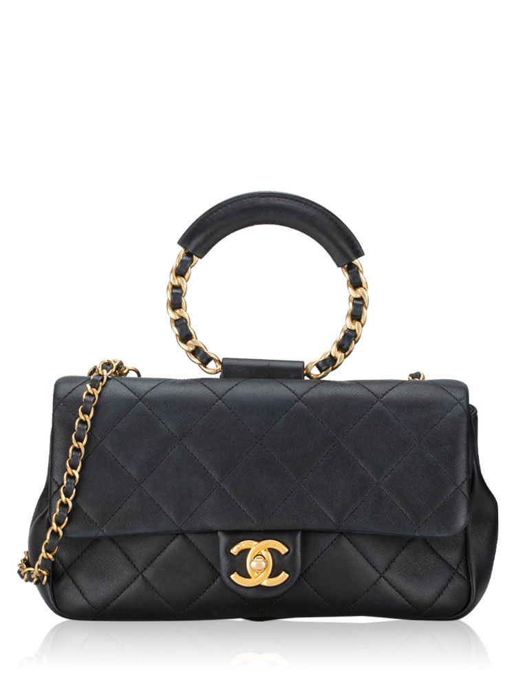 Lambskin In The Loop Medium Flap Bag Black