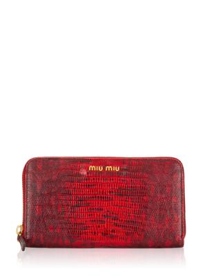 Lizard Embossed Zip Wallet Red