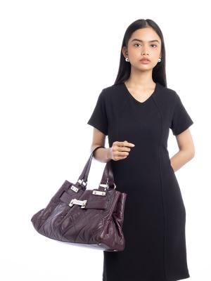 Lambskin Paris-Londres Door Latch Shopper Purple