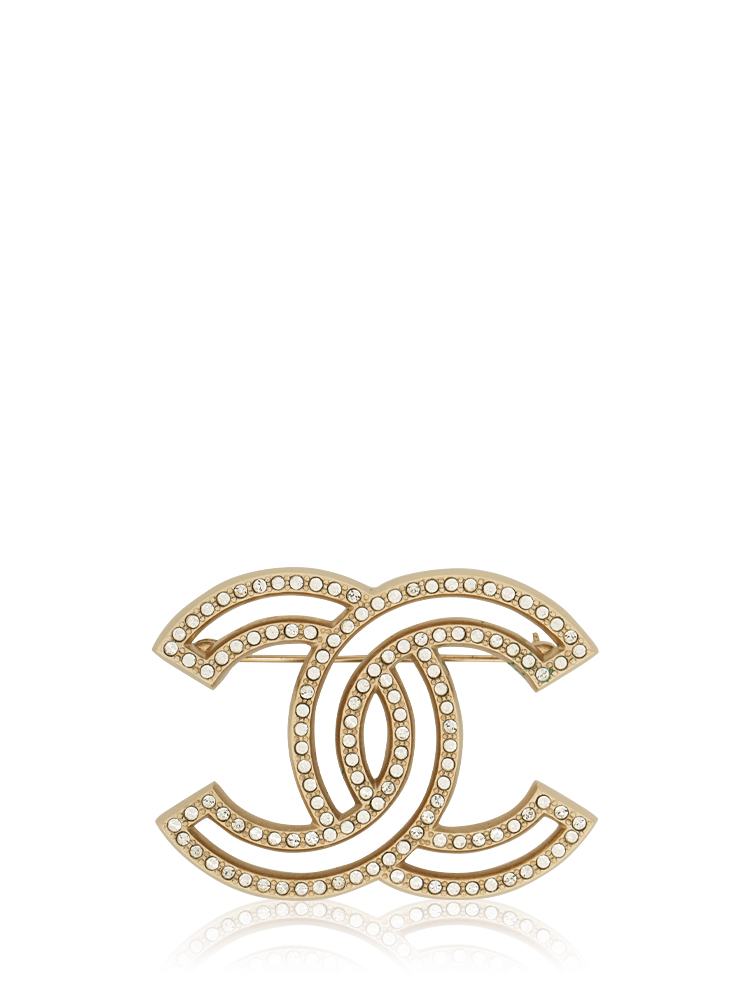 Crystal CC Brooch Light Gold