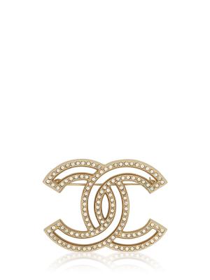 Crystal CC Brooch Light Gold