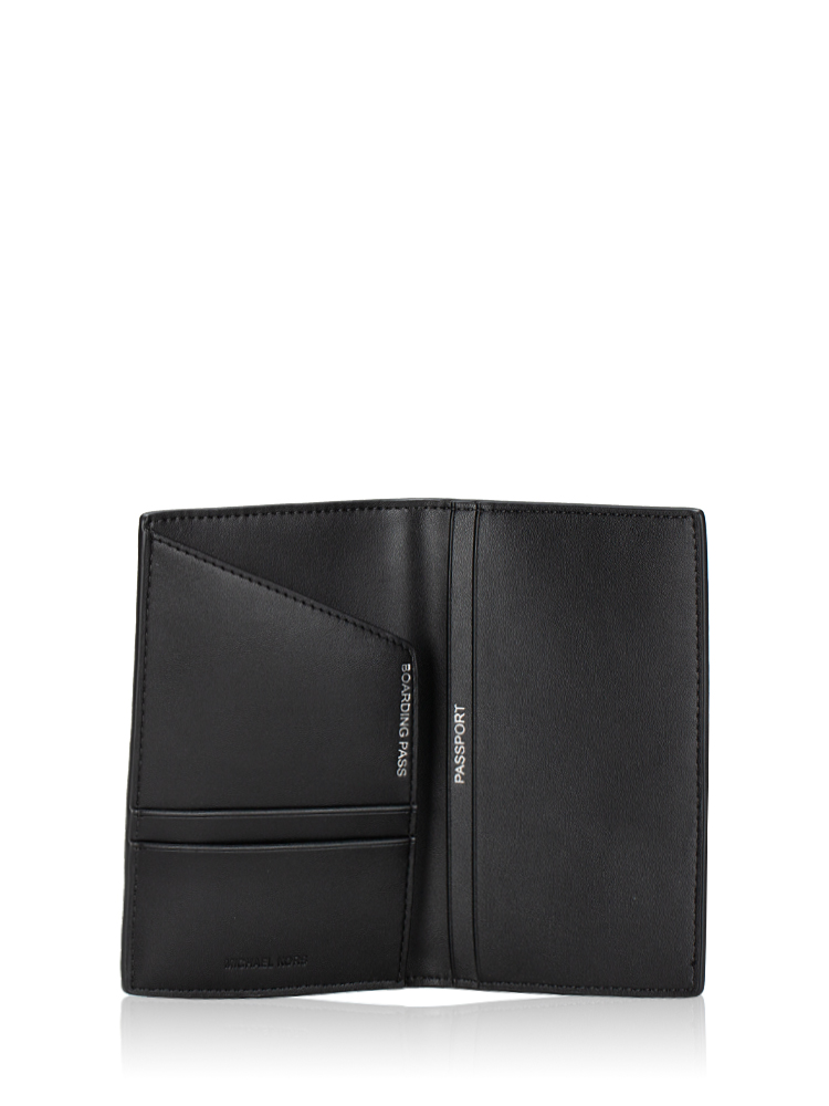 Pebbled Leather Passport Case and Luggage Tag Gift Set Black