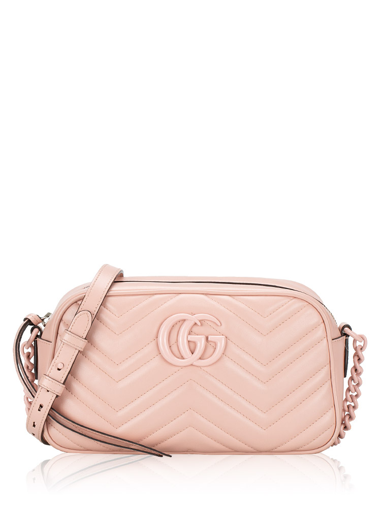 Calfskin GG Marmont Matelasse Small Camera Bag Perfect Pink