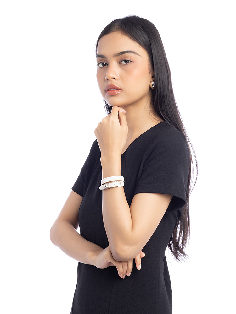 Epsom Medor Double Tour Bracelet Blanc Sz S