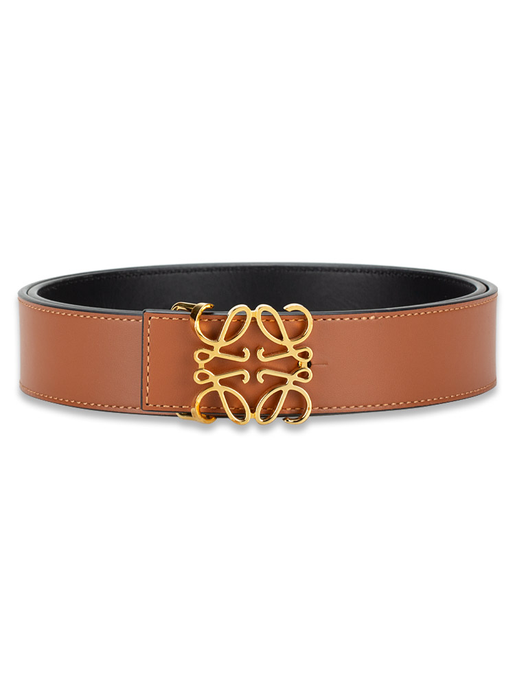 Calfskin Anagram 35mm Reversible Belt Tan Black Sz 90