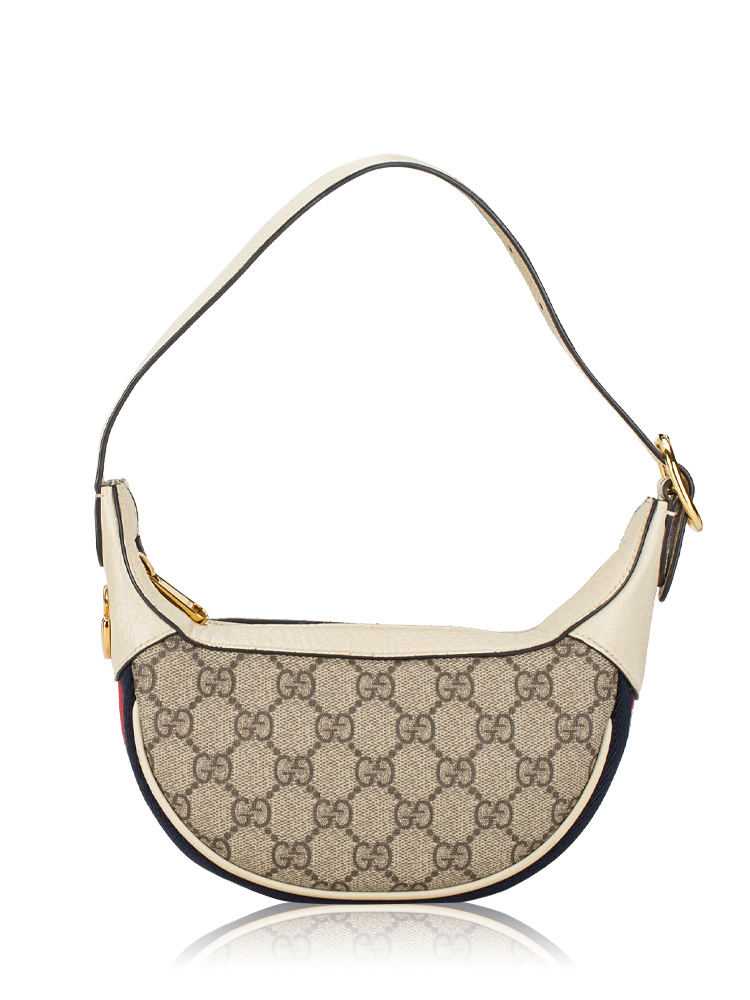 GG Supreme Web Ophidia Mini Half Moon Hobo Beige Mystic White