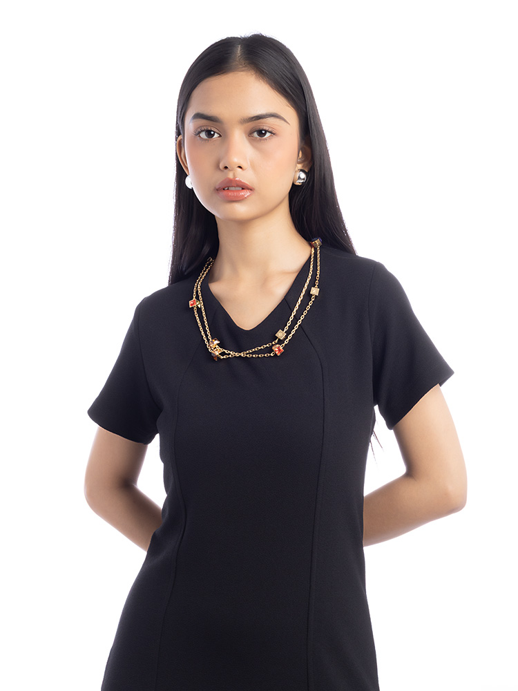 Crystal Sautoir Gamble Long Necklace Rainbow