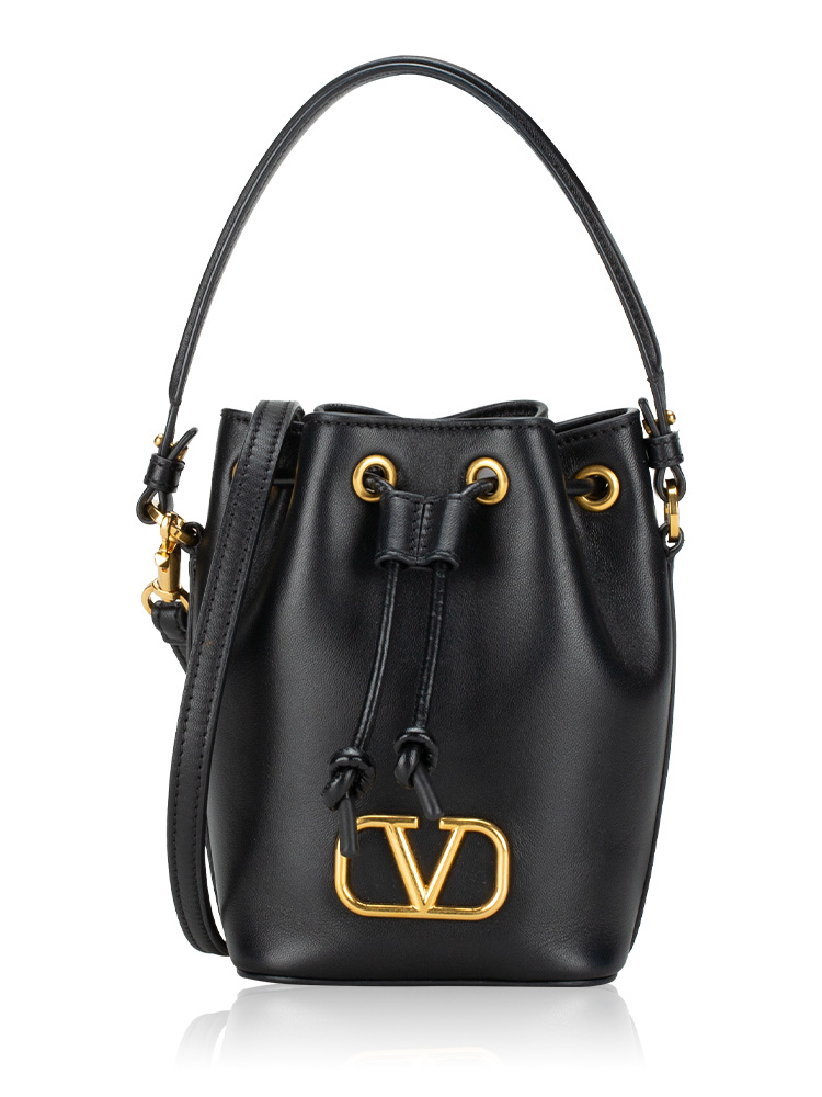 Nappa Signature Vlogo Mini Bucket Bag Black
